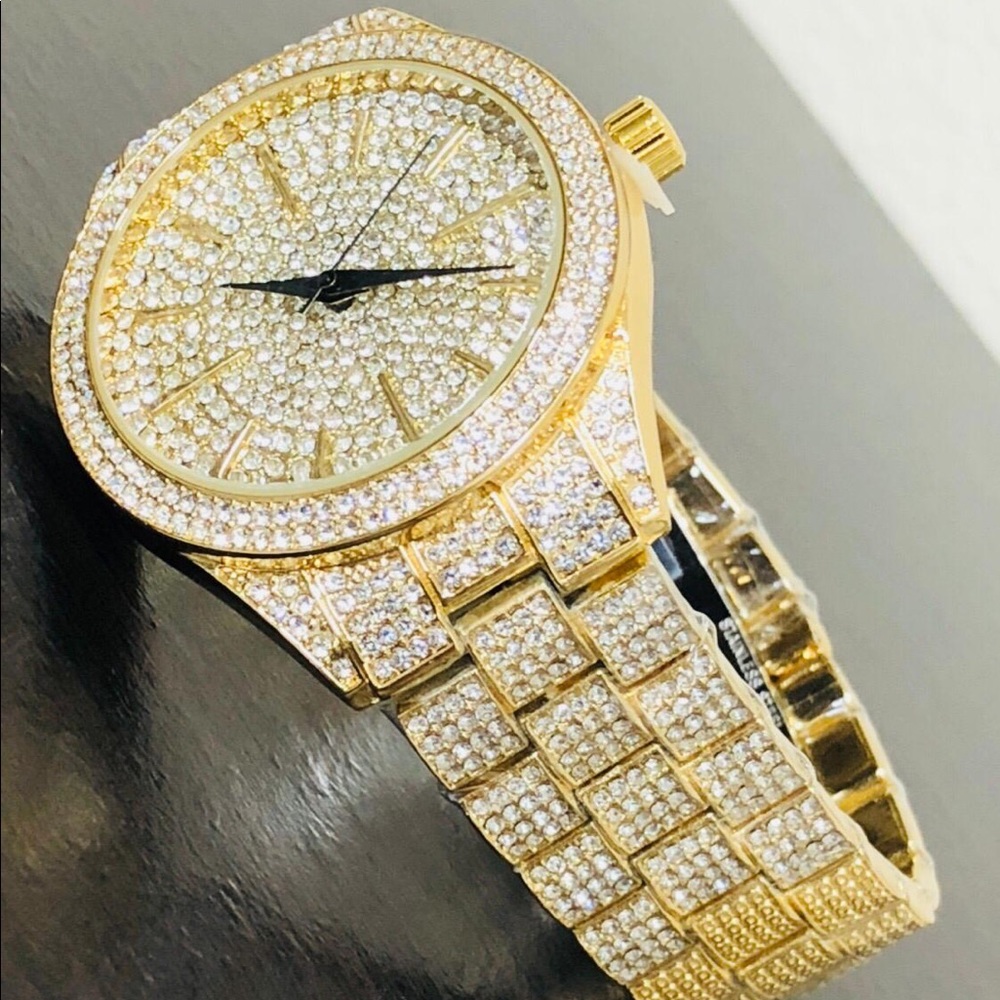 Hot Selling Diamond Dial Gold Tone Watch-Bracelet